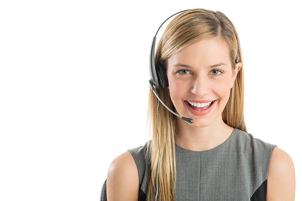 Young Customer Service Representative Wearing Headset stock photo