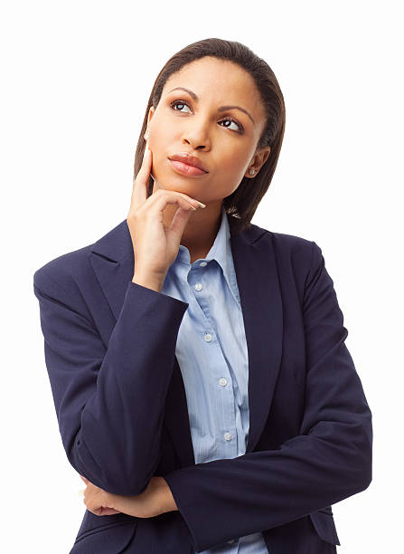 Young Female Executive In Deep Thought - Isolated stock photo