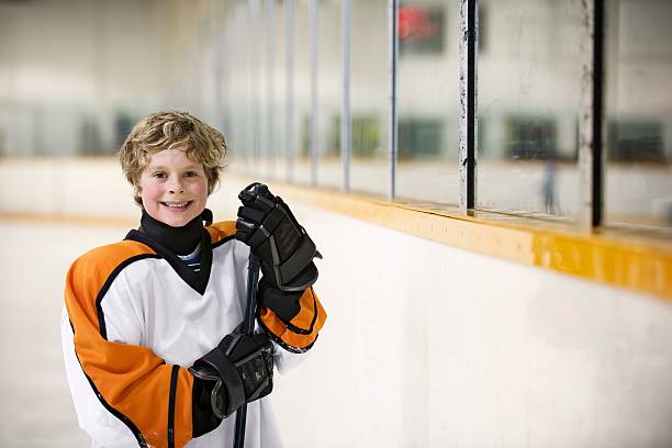 Young hockey player stock photo