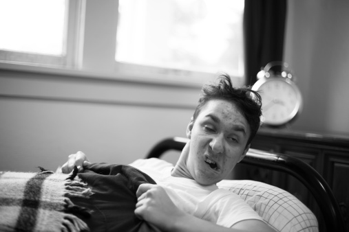 Young Man College Student Struggles Waking Up Early In Young Man College Student Struggles Waking Up Early In