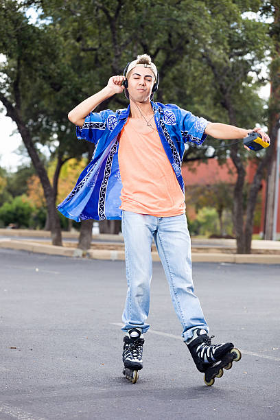 Young Man dancing on Skates stock photo