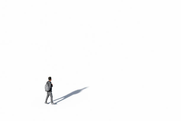 Young Man, Holding Back Pack, Walking Isolated Against White, Illustration, Template, Mock Up, Blank. Unrecognisable, Created In 3d Software stock photo