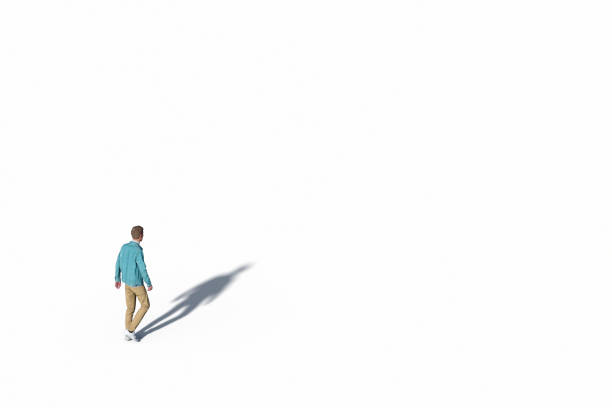 Young Man, Walking Isolated Against White, Illustration, Template, Mock Up, Blank. Unrecognisable, Created In 3d Software stock photo