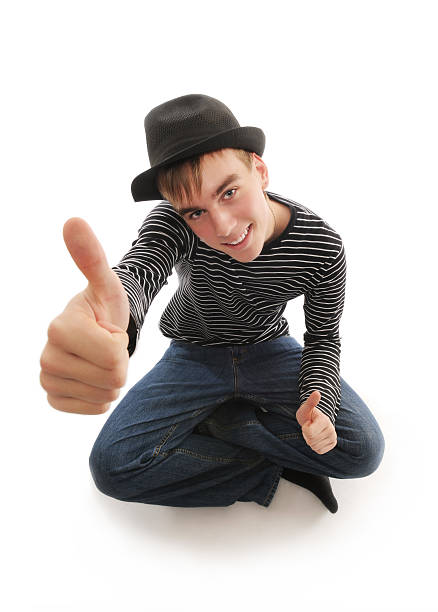 Young man with hat stock photo