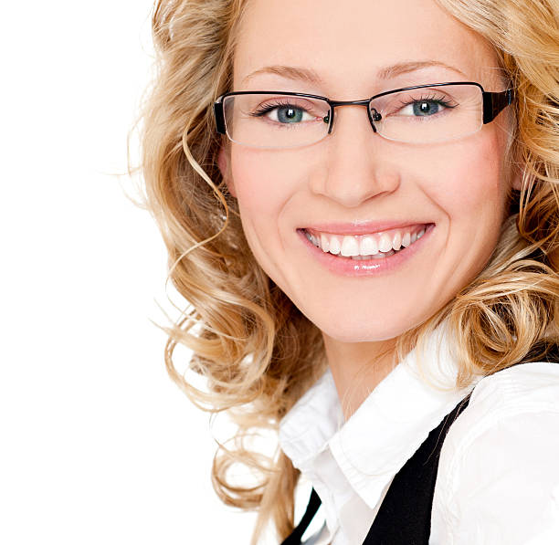 young smiling businesswoman stock photo