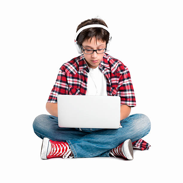 Young student surfing the web stock photo