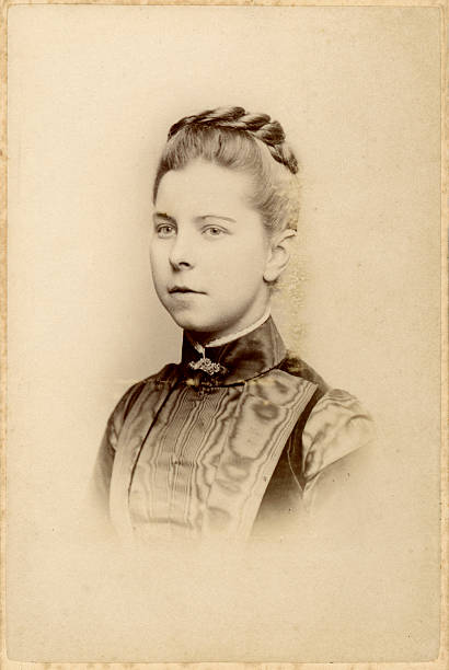 Young Victorian Woman Old Photograph Vintage photograph of a young woman from the victorian era, circa 1870 bodice stock pictures, royalty-free photos & images