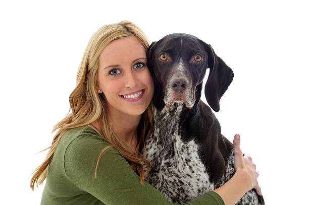 Young Woman and Her Dog stock photo