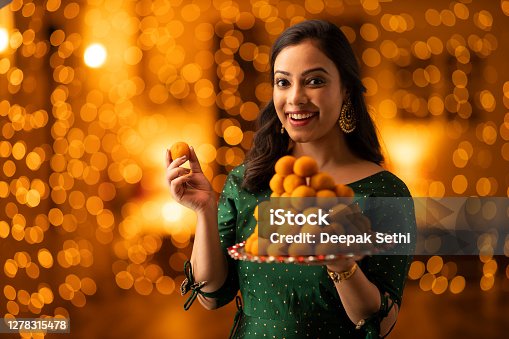 istock young woman diwali celebrate - stock photo 1278315478