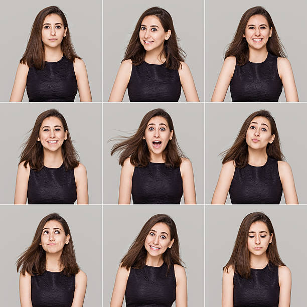 Young woman making facial expressions Young woman making nine different facial expressions, Taken with Hasselblad 50C and developed from Raw same person different outfits stock pictures, royalty-free photos & images