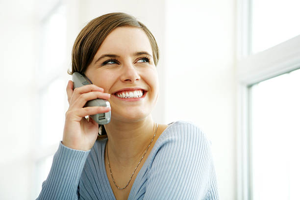 Young woman on phone stock photo