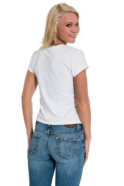 Young Woman Wearing Blank Tee Shirt stock photo