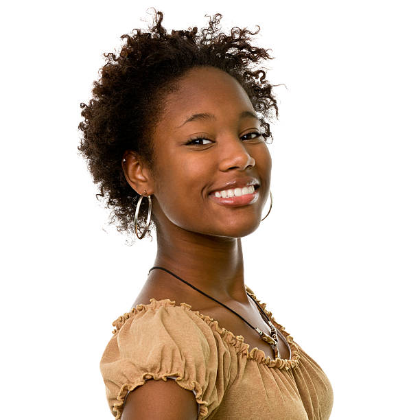 young-woman-wearing-gold-hooped-earrings-is-smiling-picture-id184288081