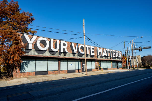 Your vote matters painted on a building Downtown Atlanta GA USA stock photo