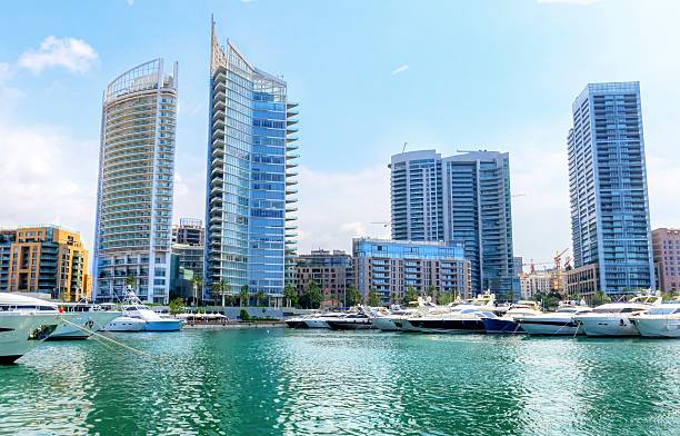 Zaitunay Bay in Beirut, Lebanon stock photo