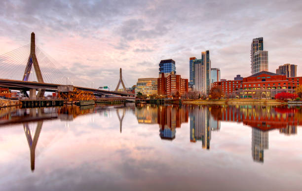 Zakim Bridge in Boston, Massachusetts stock photo
