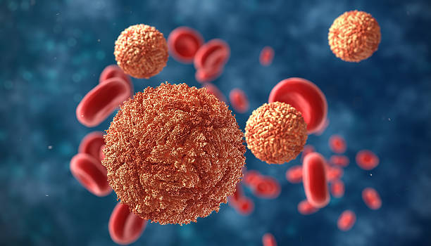 Zika virus in blood with red blood cells stock photo