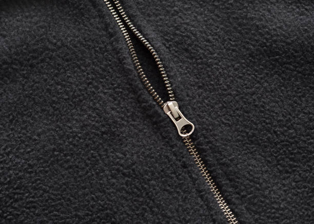 Zipper on a Fleece Coat stock photo