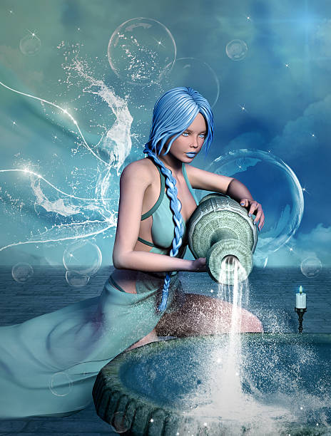 Zodiac series - Aquarius Zodiac series - Aquarius - 3d render aquarius astrology sign stock pictures, royalty-free photos & images