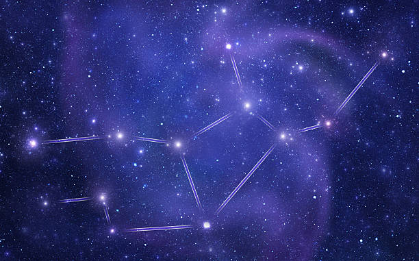 Zodiacal constellations. Virgo Schematic representation of the zodiacal constellation "Virgo", color corresponds to a zodiac sign. virgo stock pictures, royalty-free photos & images