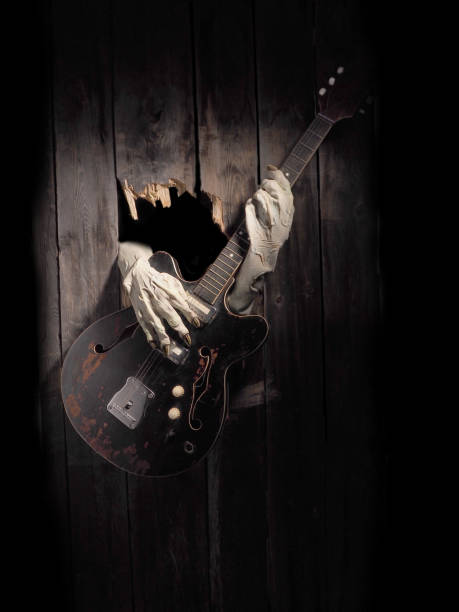 zombie hand through hole cracked in rustic wood.halloween theme - blood bar imagens e fotografias de stock