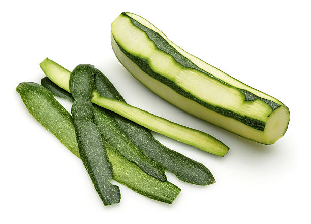 Zucchini with peeled and sliced stock photo