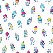 Various ice cream seamless pattern