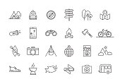 CAMPING AND OUTDOOR LINE ICON SET