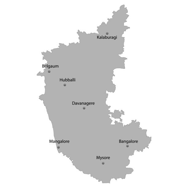 ÐÐ»Ñ ÐÐ½ÑÐµÑÐ½ÐµÑÐ° High Quality map of Karnataka is a state of India. With main cities location mysore stock illustrations