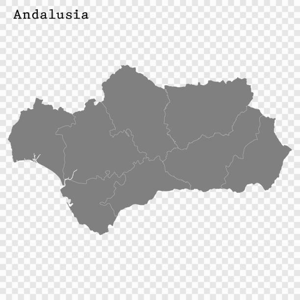 ÐÐ»Ñ ÐÐ½ÑÐµÑÐ½ÐµÑÐ° High Quality map of Andalusia is a state of Spain, with borders of the districts andalusia stock illustrations
