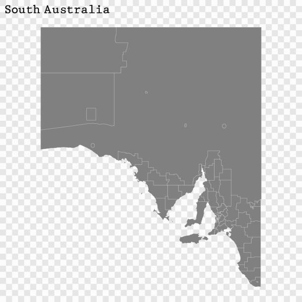 ÐÐ»Ñ ÐÐ½ÑÐµÑÐ½ÐµÑÐ° High Quality map of South Australia is a state of Australia, with borders of the Local government areas south australia stock illustrations