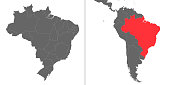 Map of Brazil with location on american map