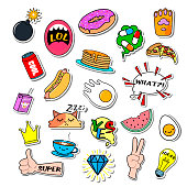 Fun fashion teenage stickers. cute cartoons patches.