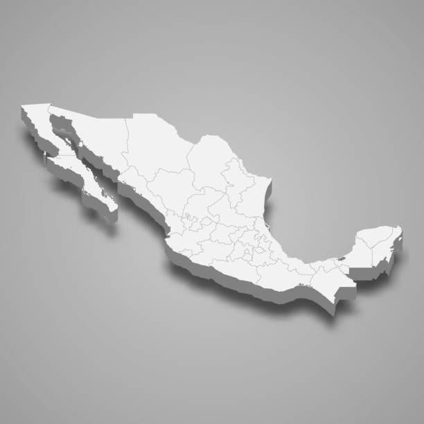 ÐÑÐ½Ð¾Ð²Ð½ÑÐµ RGB 3d map of Mexico with borders of regions mexico stock illustrations