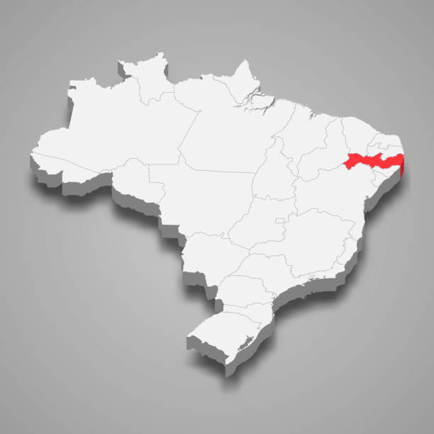 ÐÑÐ½Ð¾Ð²Ð½ÑÐµ RGB Pernambuco state location within Brazil 3d map pernambuco state stock illustrations