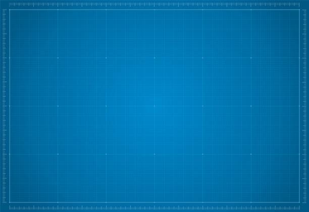 ÐÐ»Ñ ÐÐ½ÑÐµÑÐ½ÐµÑÐ° Blueprint paper. Blank blue sheet of paper with grid. Vector blueprint background template for engineering design drawing. Empty print pattern with lines architecture backgrounds stock illustrations