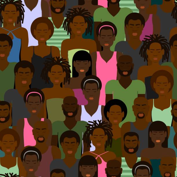 與黑人無縫背景 - 非裔美國人種 插圖 幅插畫檔、美工圖案、卡通及圖標