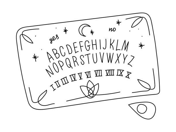 A PAINTED OUIJA BOARD ISOLATED ON A WHITE BACKGROUND OUIJA BOARD ON A WHITE BACKGROUND IN VECTOR ouija board stock illustrations