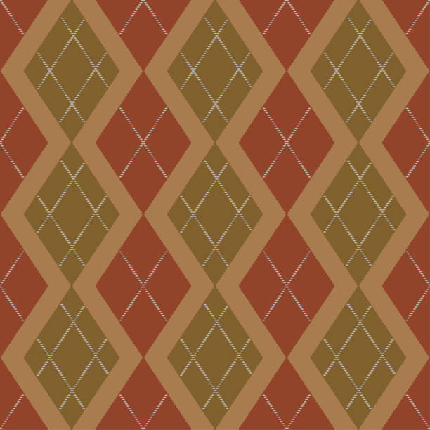 ÐÑÐ½Ð¾Ð²Ð½ÑÐµ RGB Argyle pattern seamless composed of diamonds of various colors on a plain background, used in knitted garments such as sweaters and socks. Fabric texture background. Vector. chess borders stock illustrations
