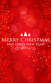 Panoramic red bokeh Christmas background with holiday elements - Vector illustration