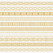 Vector set of dividers. Vintage ornament. Golden borders for the text and execution of various pages and documents. Design elements. Vector graphics.