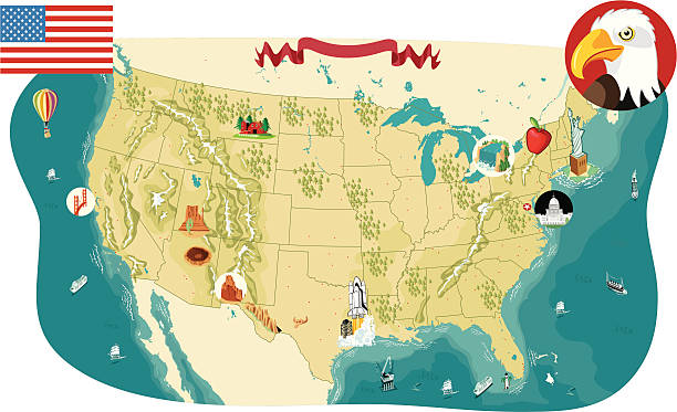 ilustraciones, imágenes clip art, dibujos animados e iconos de stock de estados unidos mapa - michigan iowa