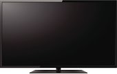 Modern slim HDTV isolated on white background.