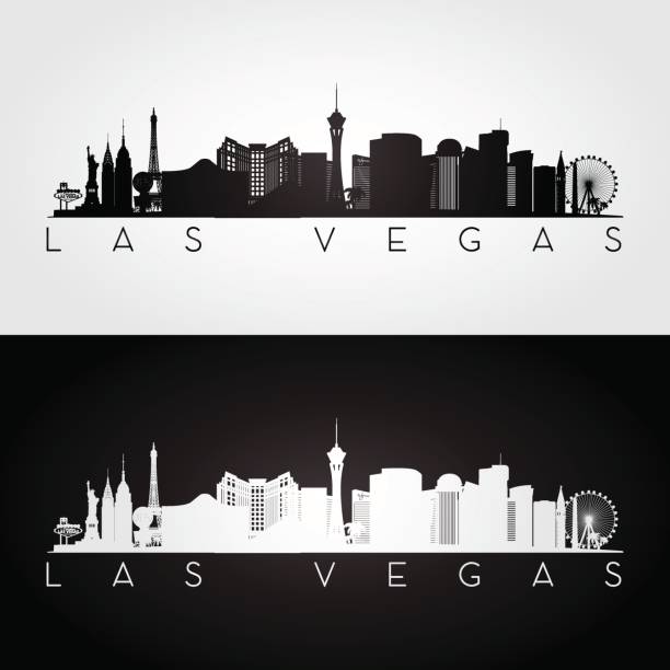 ÐÐµÑÐ°ÑÑ Las Vegas USA skyline and landmarks silhouette, black and white design, vector illustration. las vegas stock illustrations