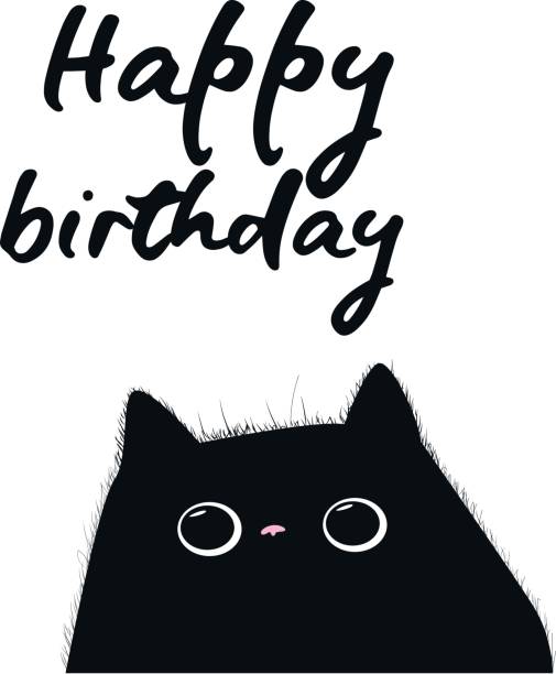 ÐÑÐ½Ð¾Ð²Ð½ÑÐµ RGB happy birthday card with black cat illustration vector happy birthday cat stock illustrations