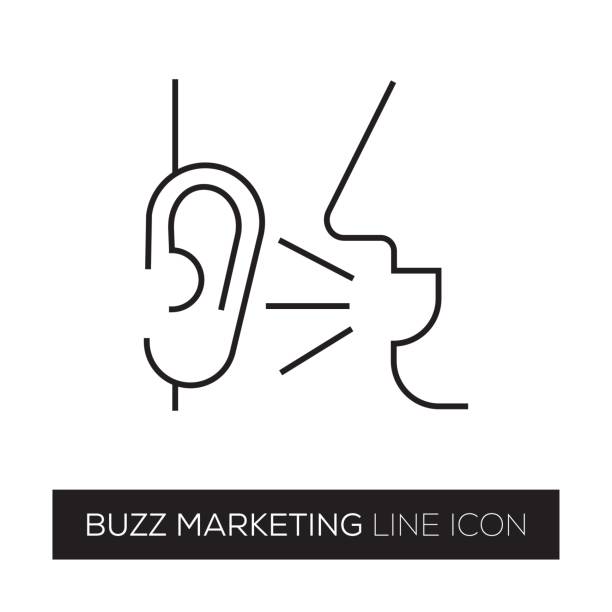 BUZZ MARKETING LINE ICON BUZZ MARKETING LINE ICON gossip stock illustrations