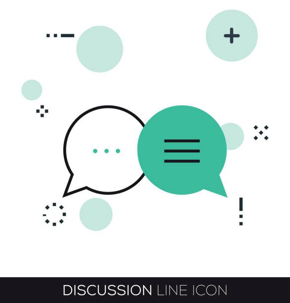 DISCUSSION LINE ICON DISCUSSION  LINE ICON presentation speech clipart stock illustrations