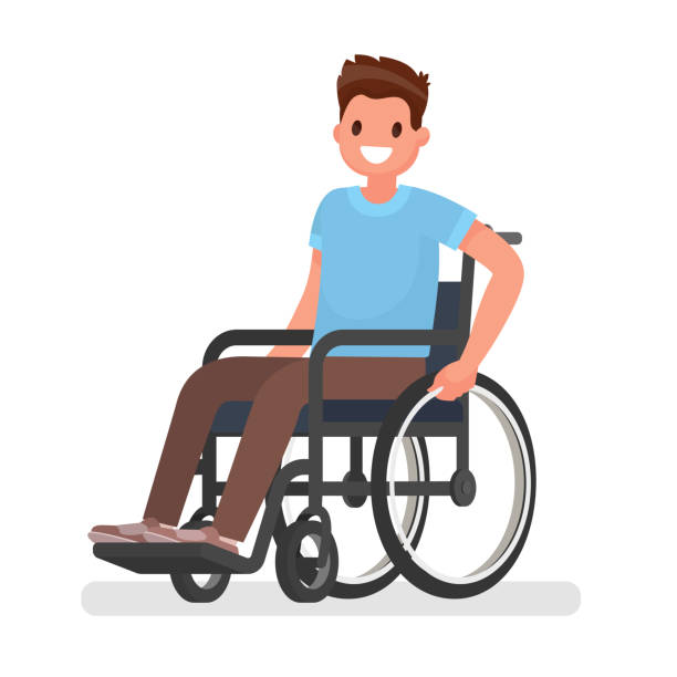 больной на инвалидной каляске - 輪椅 插圖 幅插畫檔、美工圖案、卡通及圖標