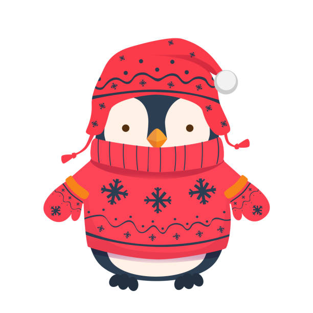 ÑÐ°Ð½ÑÐ° Ð²Ð¾ Ð²ÐµÑÑ ÑÐ¾ÑÑ Ñ ÑÐ°Ð±Ð»Ð¸ÑÐºÐ¾Ð¹ Penguin cartoon illustration. Winter clothes for children. penguin stock illustrations