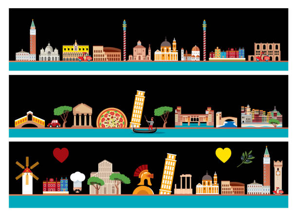 illustrazioni stock, clip art, cartoni animati e icone di tendenza di skyline dell'italia - napoli genoa